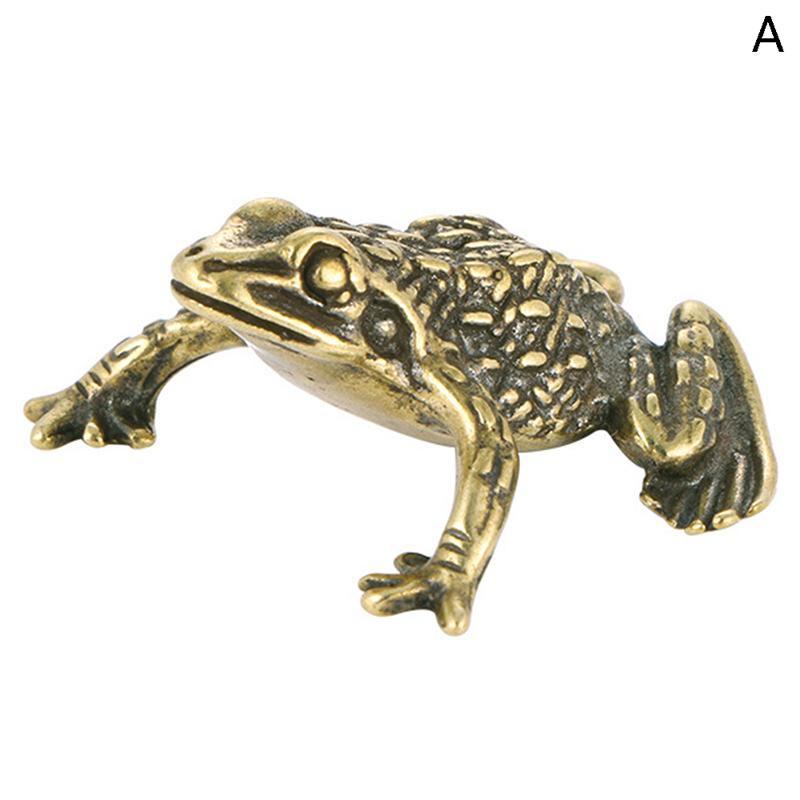Solid Brass Lucky Rich Toads Frog Animal Statue Decor Tea Pet Bronze Ornaments Craft Collection NEW