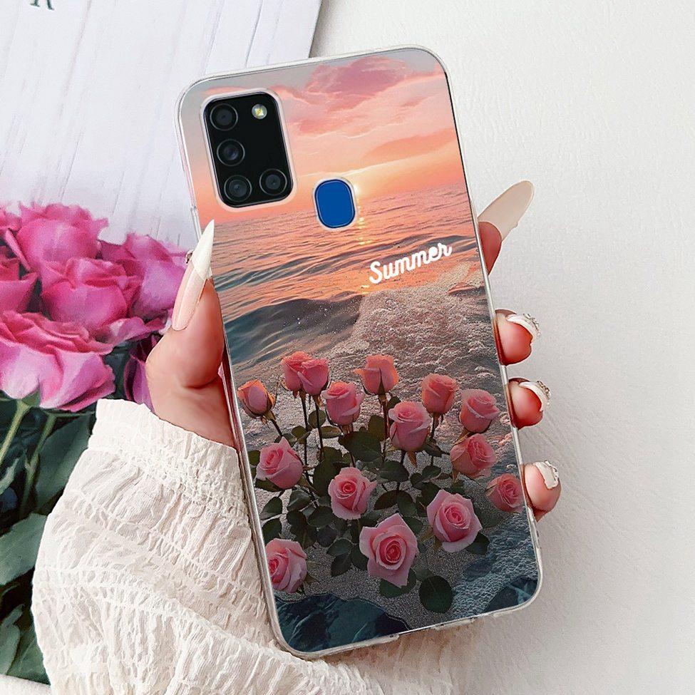 For Samsung A21s Case Cover Clear Fashion Luxury Cute Painted Back Cover For Samsung Galaxy A21s Phone Case A217F A217M A217N