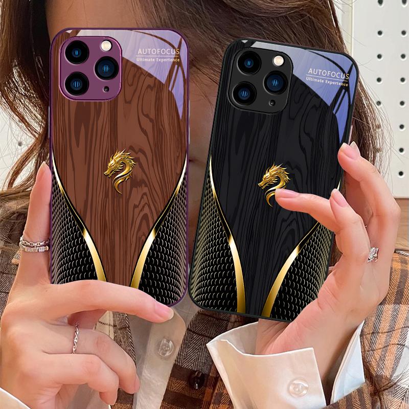 Yellow Dragon Qi Soars To The Sky For IPhone 15 Pro 14 13 12 Mini 11 XS Max XR 7 8 Plu SE 2020 2022 Tempered Glass Phone Case