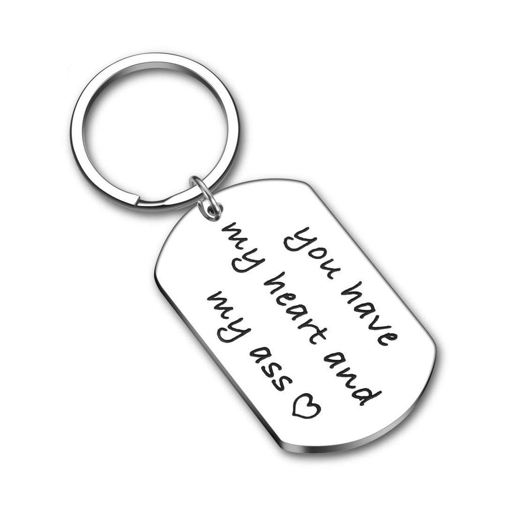 You Have My Heart Stainless Steel Dog Tag Keychain Romantic Couple Design Fashion Keyring Practical Lover Gift