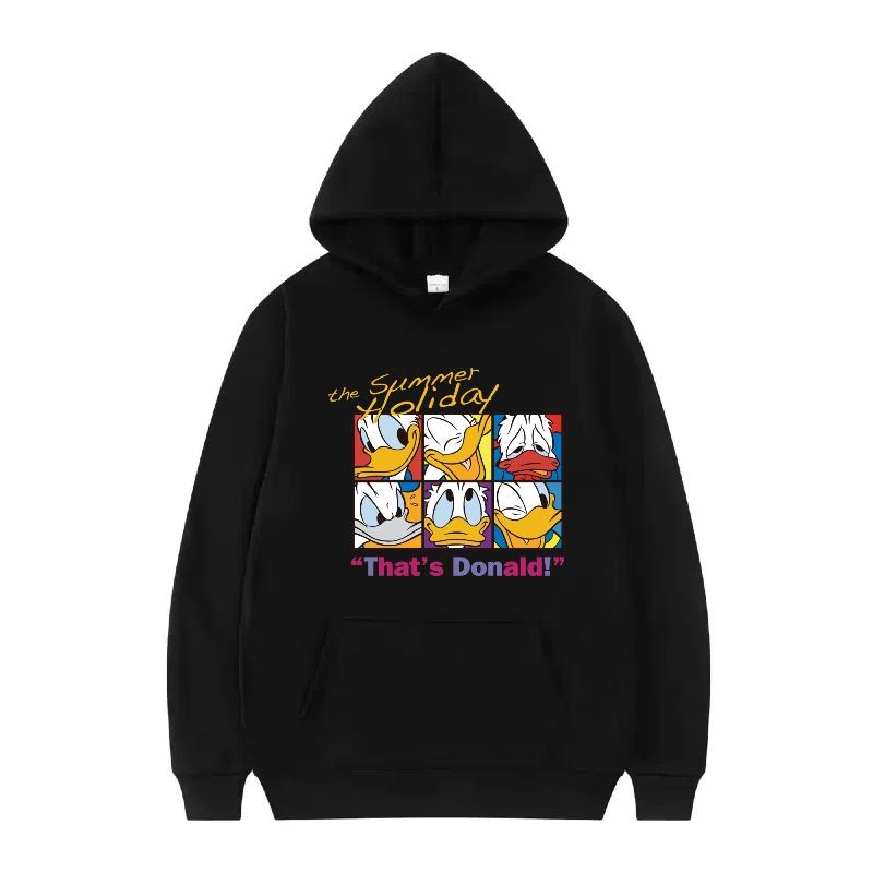 Disney Mickey Mouse Pattern Woman Fleece Casual Loose Black Autumn Tops Clothes Pullovers Ladies Cheap Hoodies Men Sweatshirts