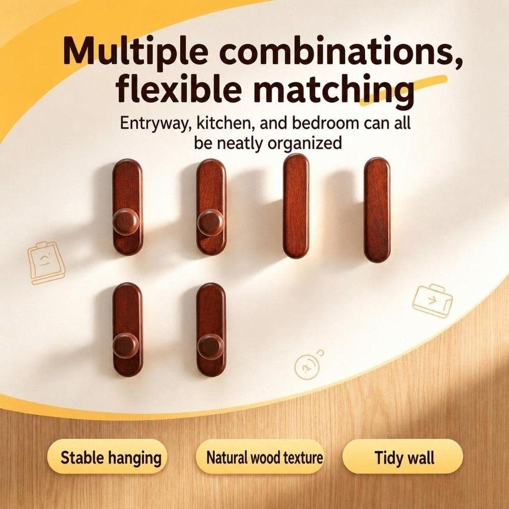 Durable Wooden Wall Hooks Wall Mount Heavy Duty Coat Hooks Mounted Wood Hanger Hook Door Back