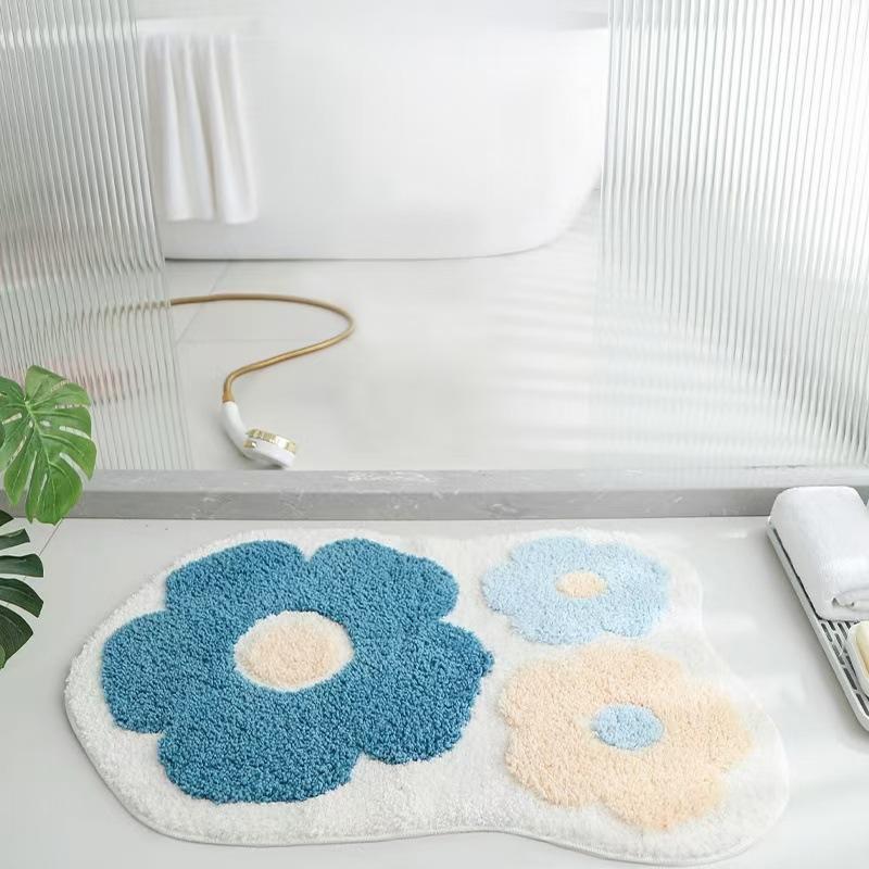 Cartoon Flower Carpet Living Room Bedroom Dirt Resistant Carpet Irregular Foot Pad