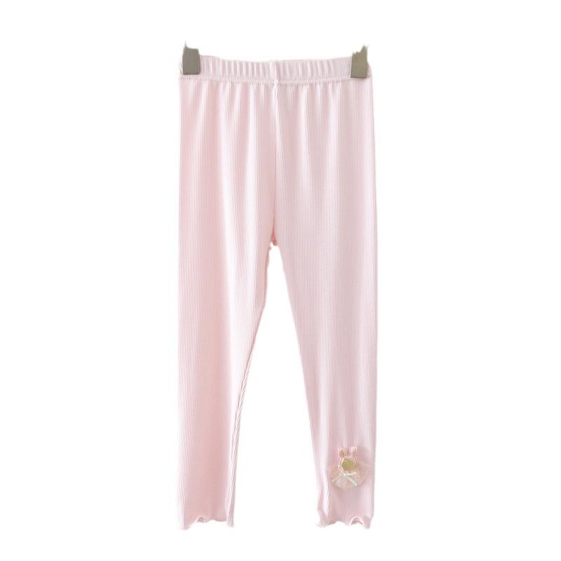 Girls' Summer Ruffle Hem Leggings: Lightweight Nine-Point Pants for Outerwear & Innerwear