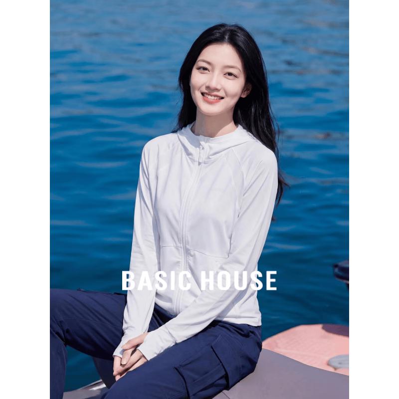 Basic House Women s UPF50+ Long-Sleeve Sun Protection Hoodie M белый