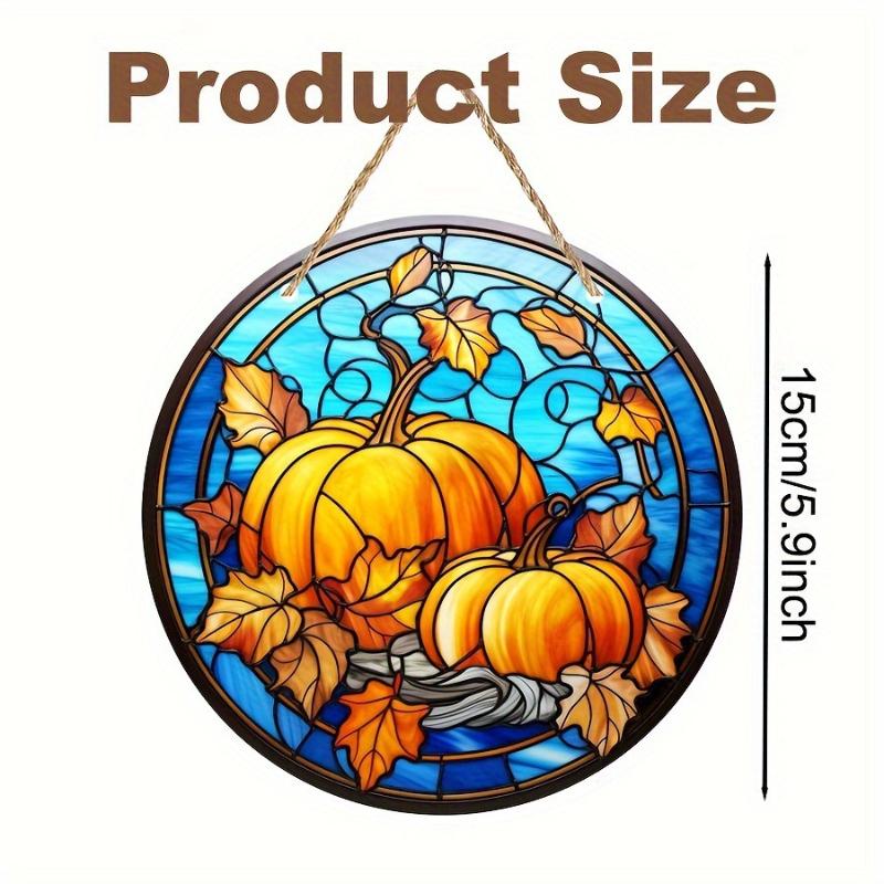 Halloween pumpkin stained glass pendant for decoration, wall art home decoration, holiday door hanging decoration