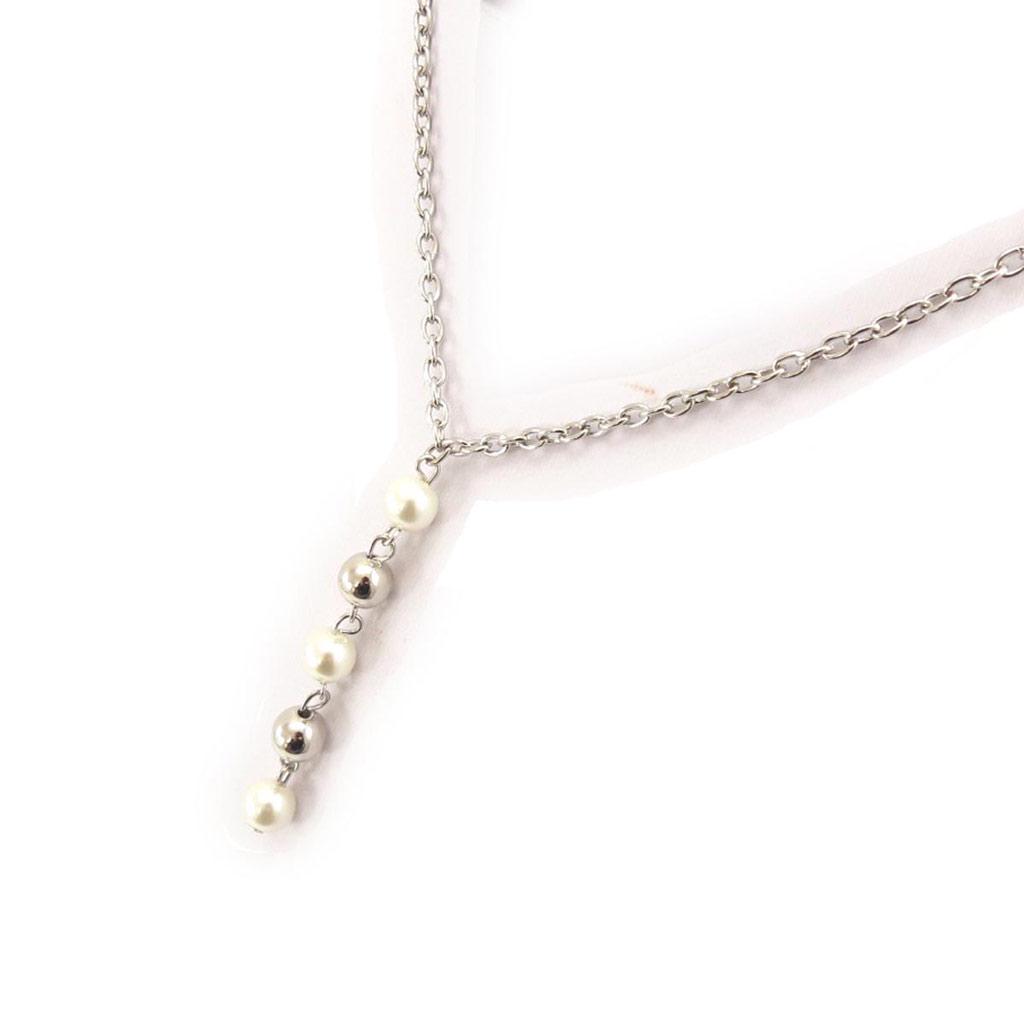 Les Trésors De Lily [J7777] - Silver Ivory 'Perla' Necklace