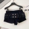 American Retro Low-Waist Corduroy Belted Shorts for Women - Autumn/Winter Fashion