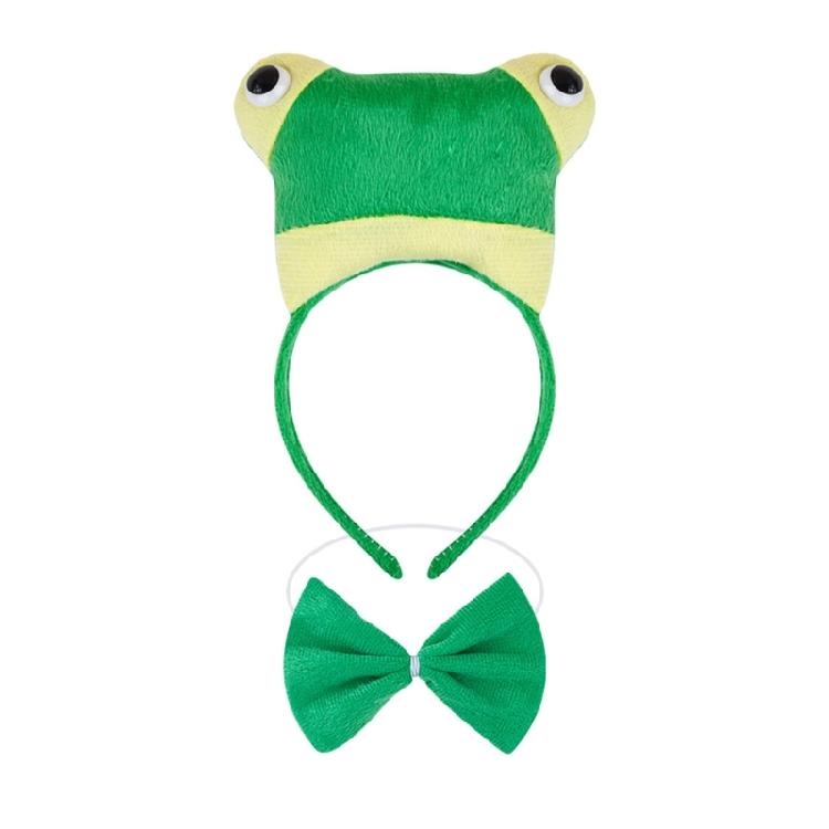 Frogs Costume Accessories Set Frogs Ears Headband Tail Bowtie Animal Frogs Costume for Kids Adults
