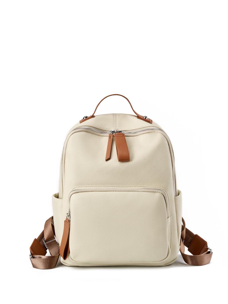 Genuine Leather Women s Versatile Backpack: Large Capacity, Trendy School & Casual Computer Bag
