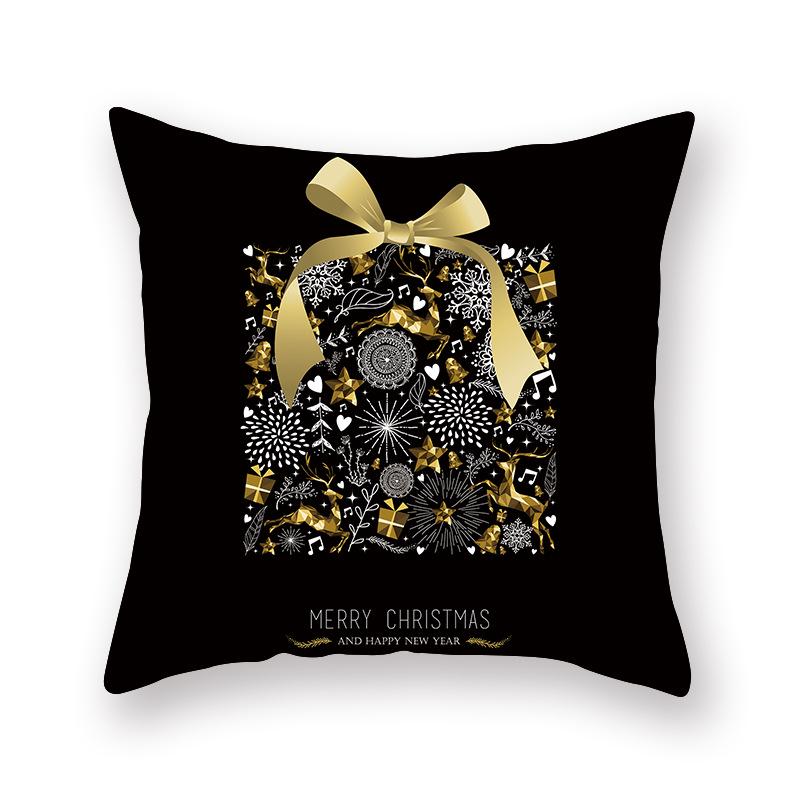 Christmas Pillow Case Golden Elk Gift New Printed Peach Skin Pillow Case Sofa Office Cushion Cover