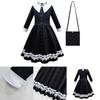 Wednesday Addams Dress Bag Wig Cosplay Costume Girls Xmas Party