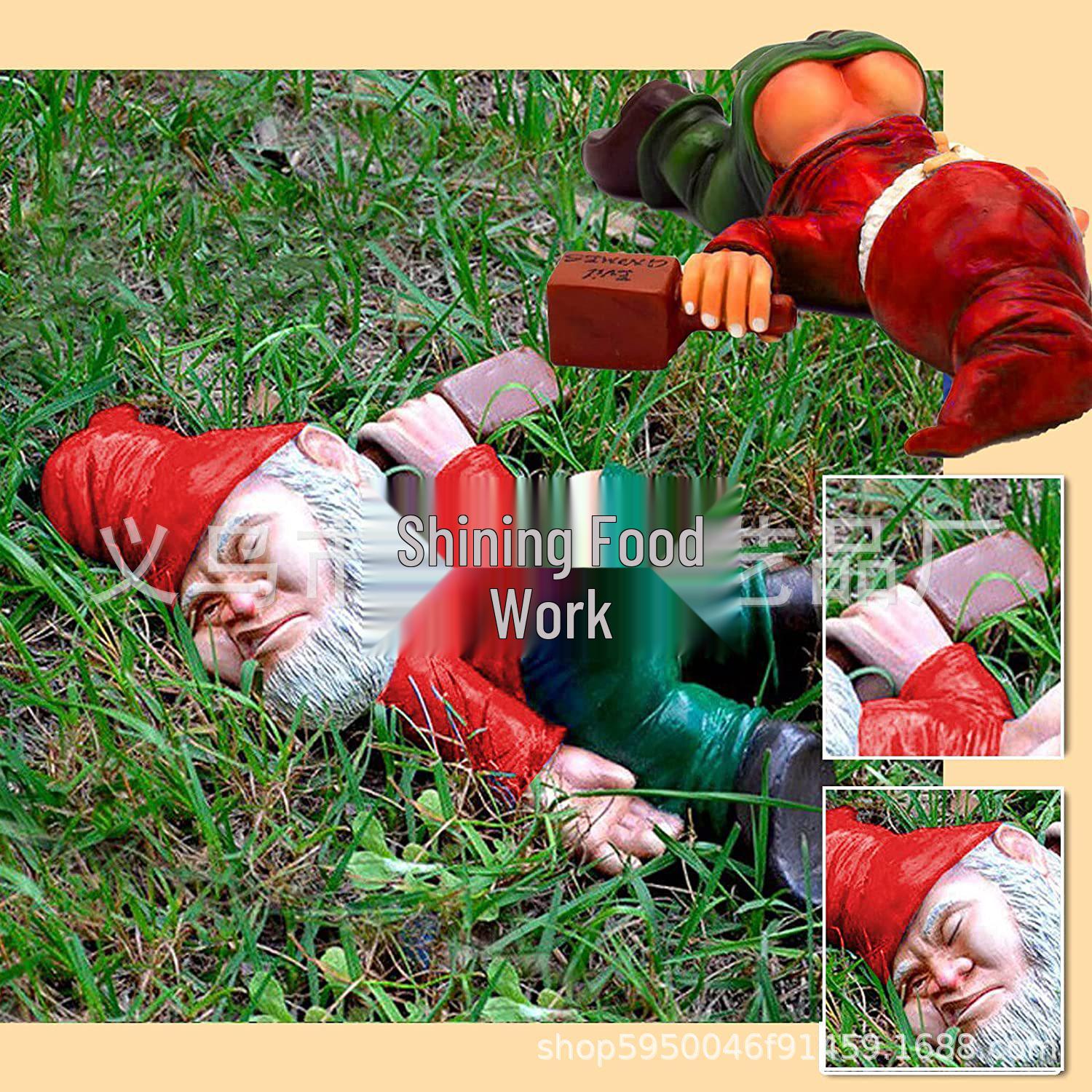 Пьяный садовый гном смола статуэтка - Забавная креативная гномья декорация 15 cm Large