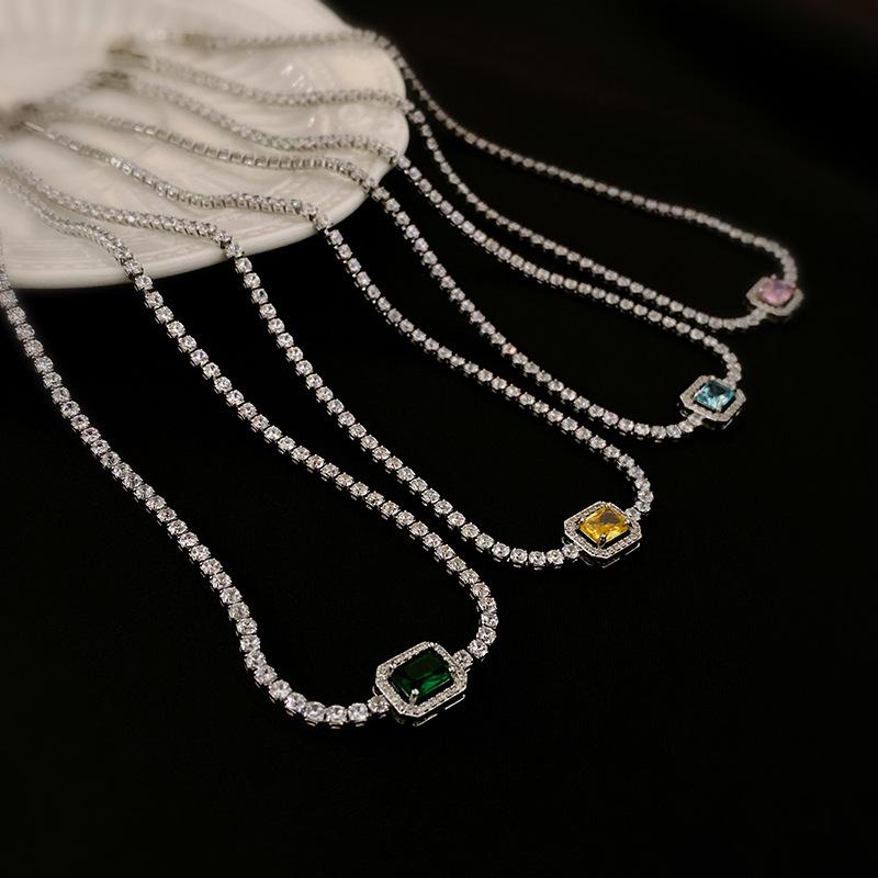 Shiny Square Zircon Bracelet for Women Girls Delicate Rhinestone Chain Bracelets Bangles Party Wedding Bride Jewelry