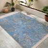 Blue Cherry Blossom Print Area Rug, Vintage Floral Branch Floor Mat for Living Room Bedroom Kitchen Office Home Decor