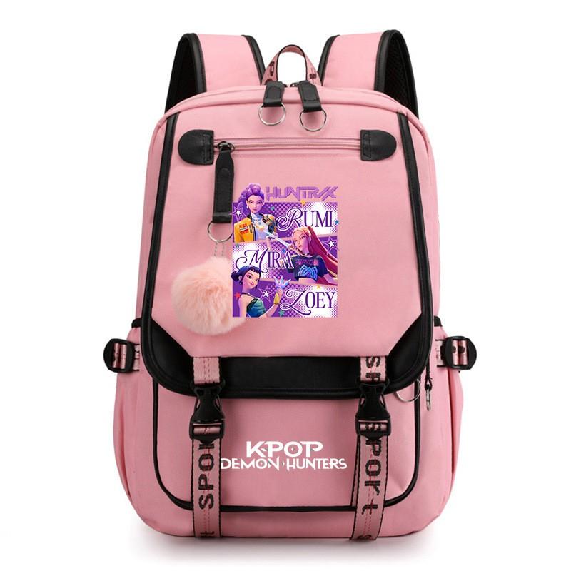 K-pop Inspired Anime Girl Group Backpack Students Teens School Use Lightweight Oxford Fabric With USB Port Padded Straps