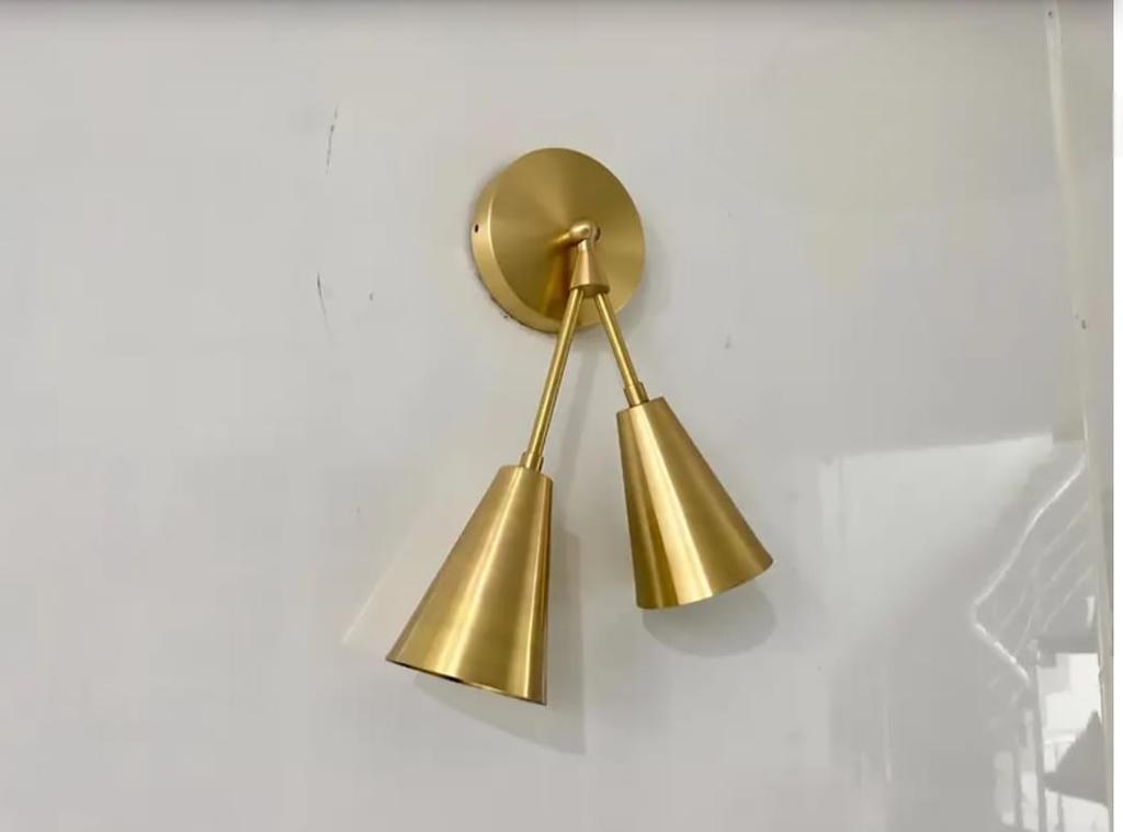 Brass Wall Sconce Vanity Light Fixture Mid Century Modern Wall Lamp Bathroom Mirror Light New Home Gift Dual Cone Sconce Home Decor Lighting
