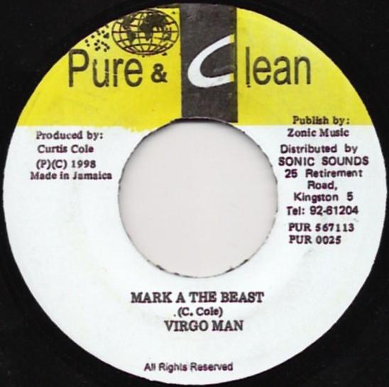 

7inch Record VIRGO MAN Mark A De Beast PUR0025 Pure Clean 1998 Jamaica Reggae Ska Dub Used