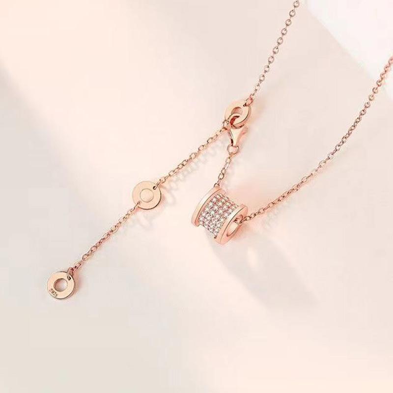 Fashion Small Waist Sterling Silver S925 Full Diamond Clavicle Necklace Simple and Light Luxury Japanese and Korean Female Accessories