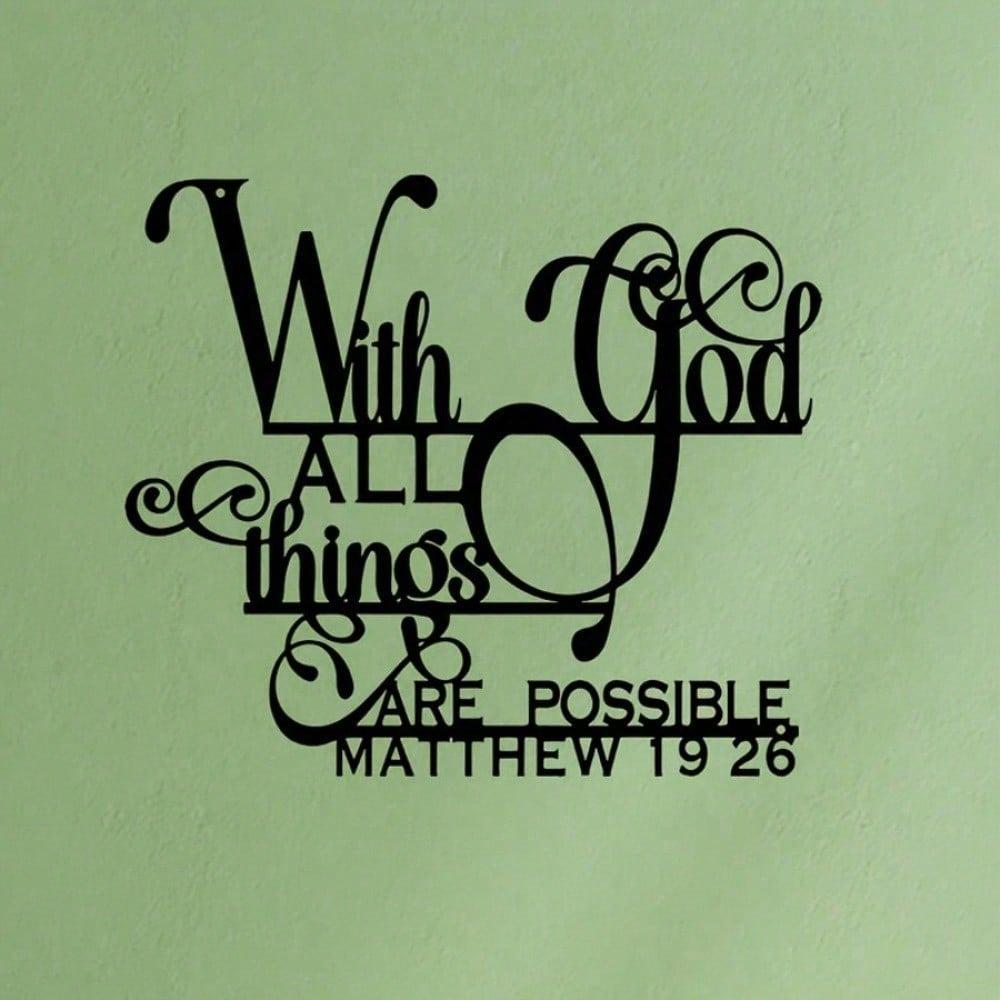 Metal Scripture Wall Art With God All Things Possible Matthew 19:26 Home Decor Iron Craft Christian Gift for Living Room Garden Hanging Ornament