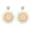 Raffia Sunflower Earrings: Simple, Literary, Generously Woven Simulation Studs.