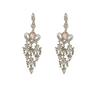 Korean Retro Baroque Pink Crystal Heart Tassel Dangle Earrings - Long Silver Needle Style