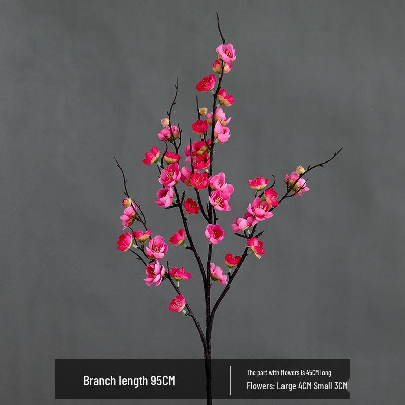Artificial Plum Blossom Branch Decor - Winter Peach & Dried Flower Bouquet for Living Room, Chinese Home Decoration