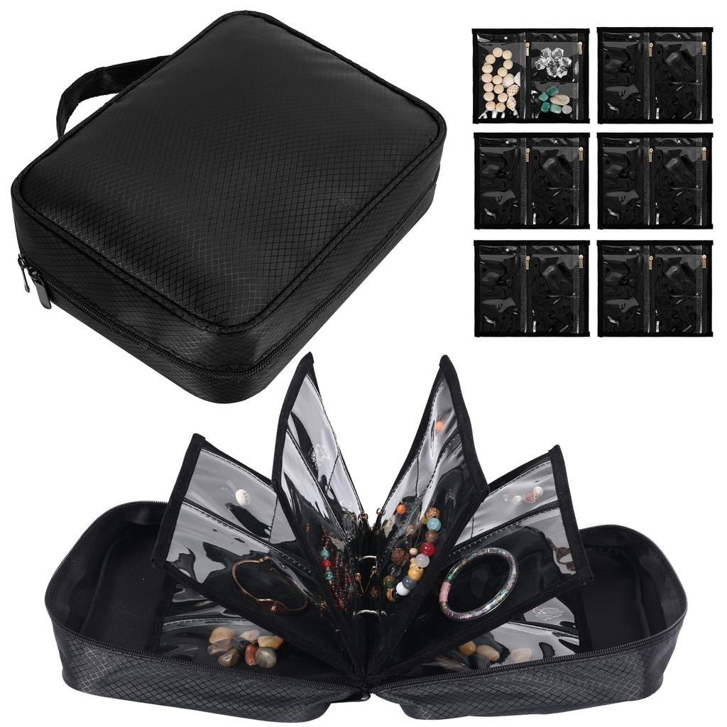 Travel Jewelry Organizer Case Jewelry Bag Jewellery Storage Book Binder with Zipper Velvet Pouch for Traveling Earring