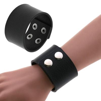 Edelstahl Snap Weit Armreif: Punk Gothic PU Lederarmband
