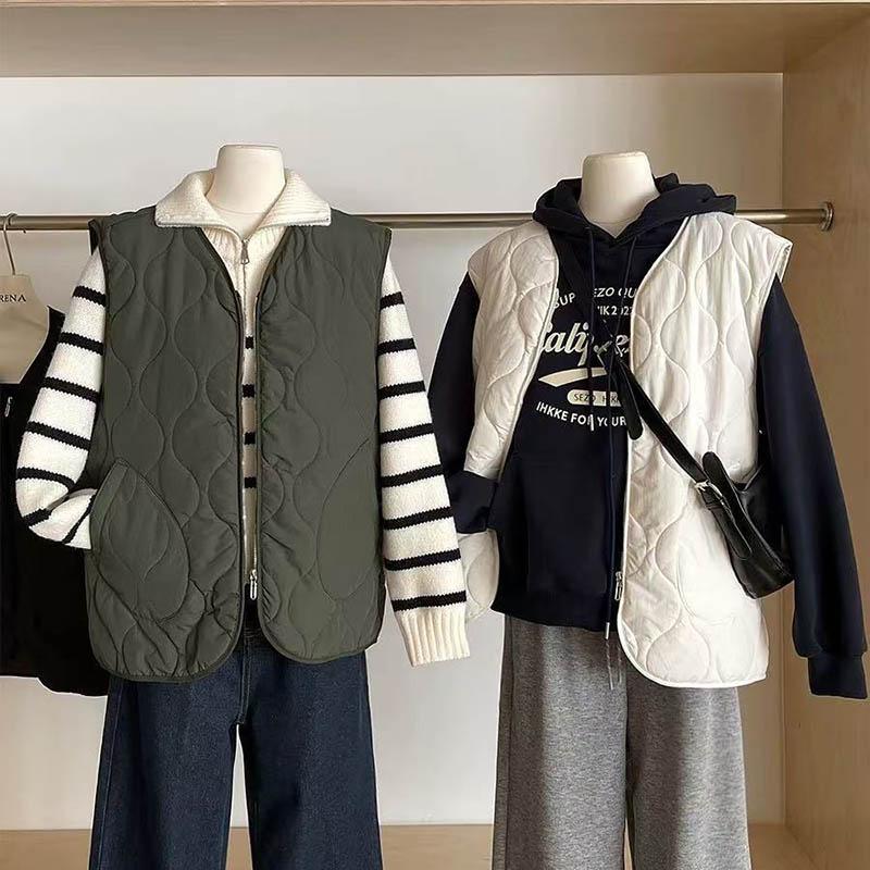 Vest for Women Cotton Winter Sleeveless Tops Vest Oversize Thickened Casual V-neck Caot Vest