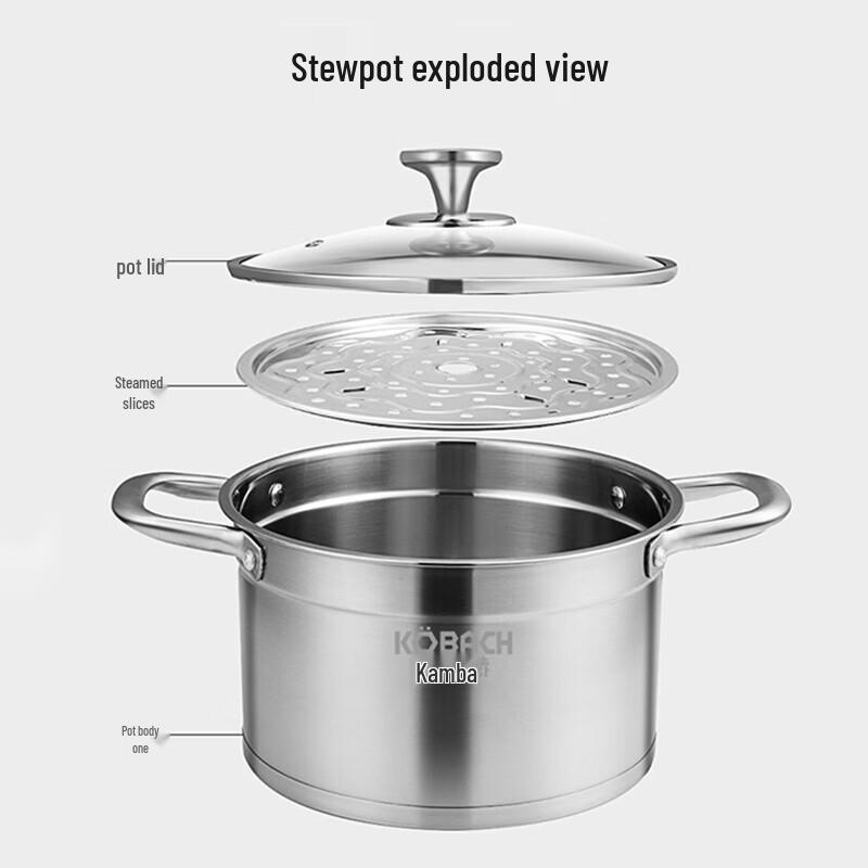 KOBACH 22cm 304 Stainless Steel Multi-Purpose Soup Pot