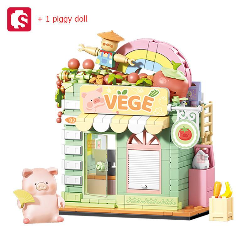 Non-Toxic Sembo City Streetscape Assemblage Building Blocks Dessert Burger Flower Shop Model Bricks Children Toys Kids Birthday Holiday Gifts