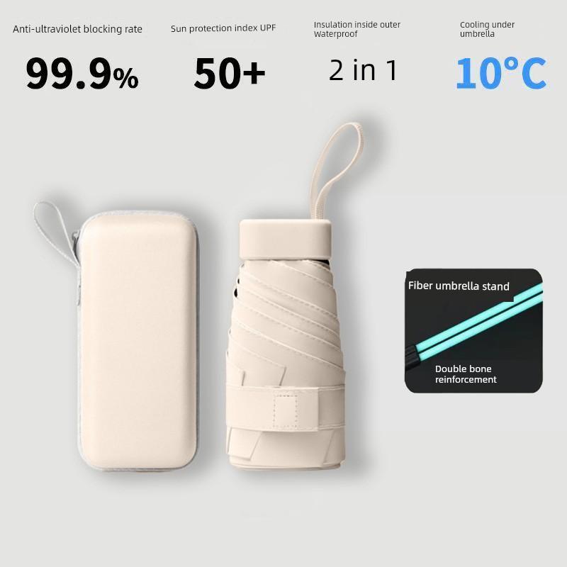 Ultra-Compact 40% off Sunshade and Rainproof Umbrella, Dual-Use Umbrella with Black Coating, Pocket-Sized Sun Umbrella, Mini Capsule Sun Protection