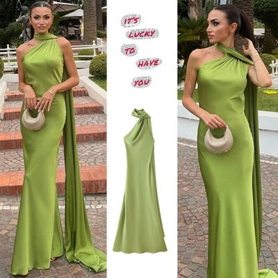 Elegant European & American Style Women's Backless Strappy Halter Long Dress