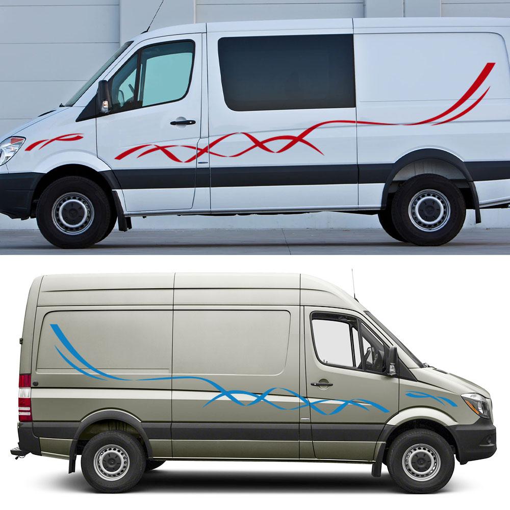 4Pcs/Lot Car Both Side Stickers Camper Van Sports Stripes Graphics Vinyl Decals For Mercedes Benz Sprinter Decor