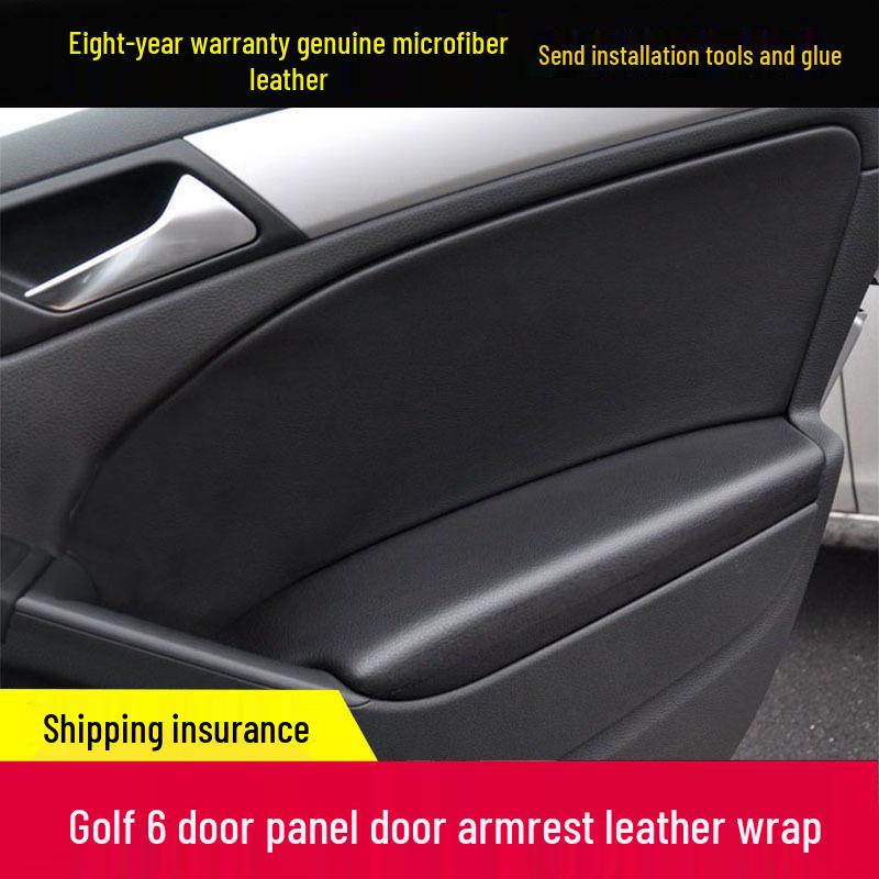 Volkswagen Golf 6 Door Panel Leather Wrap - Armrest Cover for Interior Renovation.