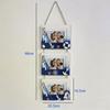 Porta-retrato de 5 polegadas, estilo clássico mediterrâneo, porta-retrato de três cordas, porta-retrato azul e branco, decoração de parede de quarto de casa, parede de fotos