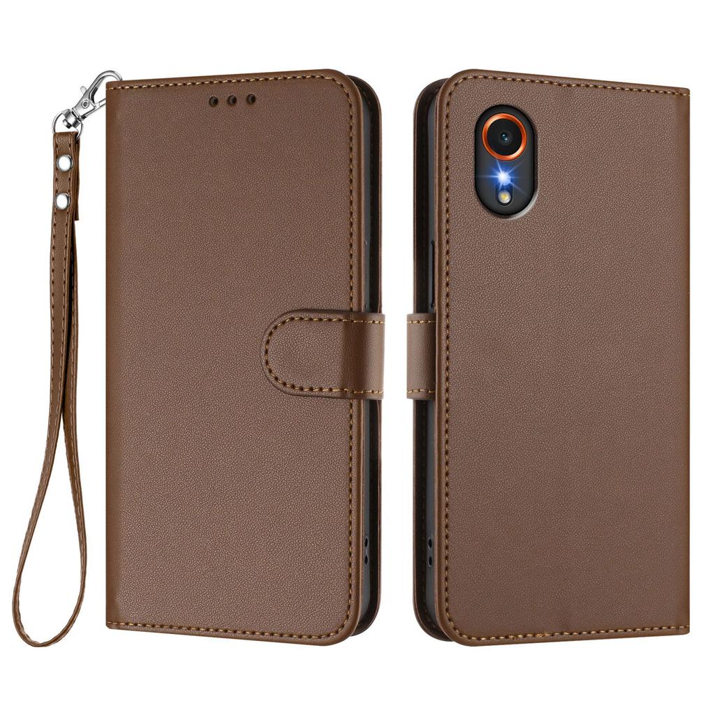 For Samsung Galaxy Xcover7 Leather Case Wallet Stand Phone Cover with Wrist Strap
