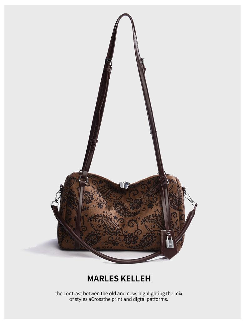 

Винтажная матовая леопардовая версия в корейском стиле замшевая Maillard 2025 новая сумка на плечо большая вместимость сумка-мессенджер сумка женщины