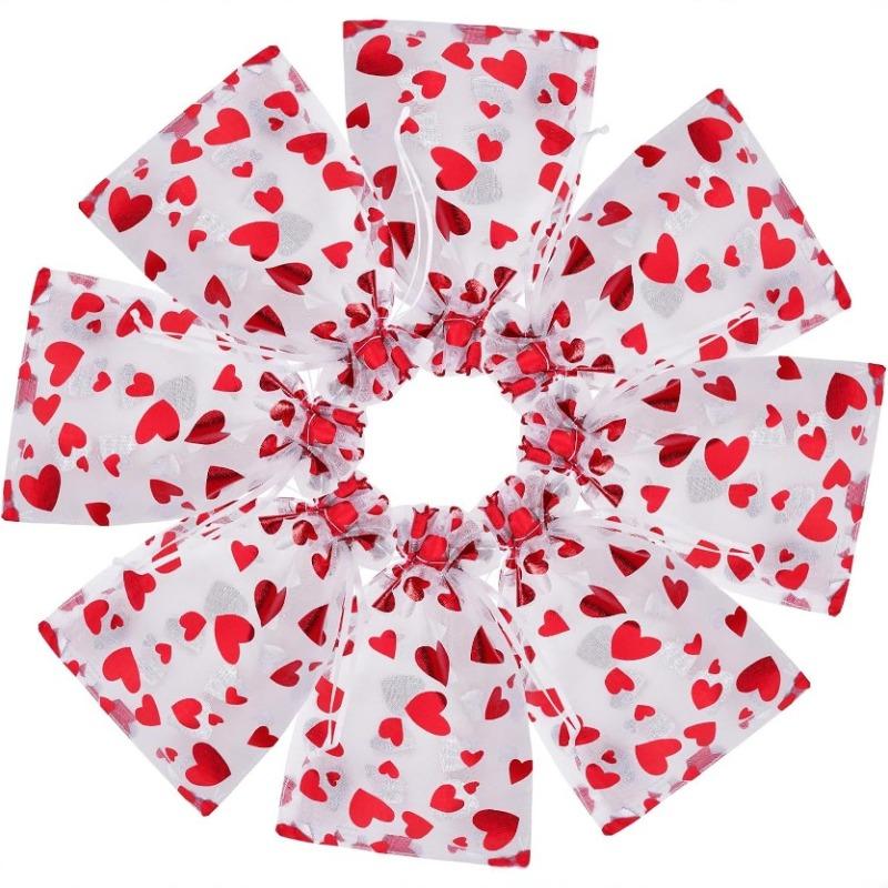 

100pcs Valentine s Day Organza Bags Drawstring Organza Jewelry Pouches Bulk Wedding Party Favor Gift Mini Candy Mesh for Party 8x10cm-3.1x3.9in