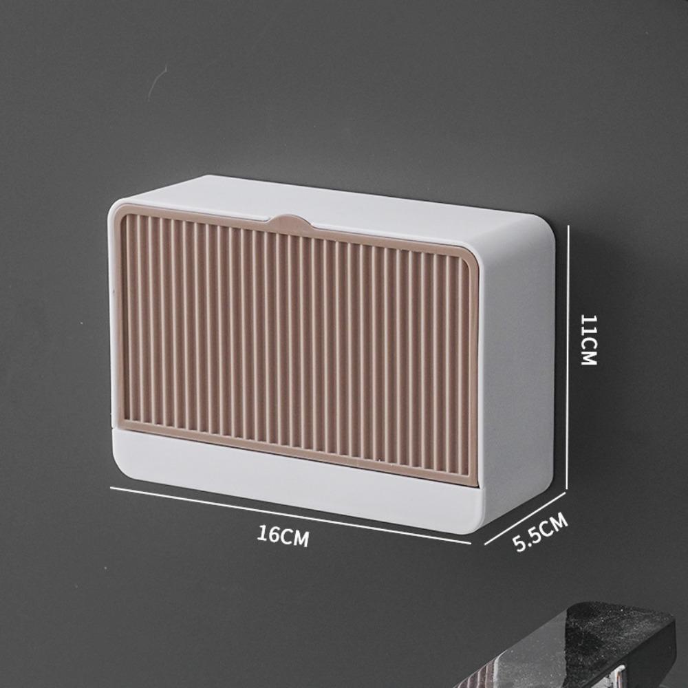 Creative Wall Mounted Soap Box With Lid Double Grids Soap Draining Rack Detachable Storage Box Bathroom Soap Holder