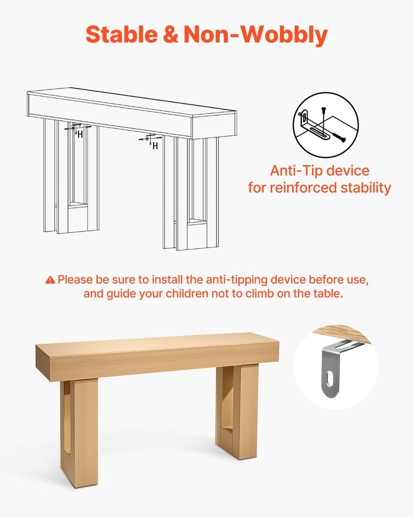 160 cm Console Table, Farmhouse Desk Behind the Couch, Wooden Rectangle Entrance Desk, Narrow Long Sofa Table Accent Stand for Hallway, Bedroom,