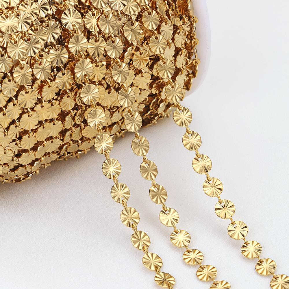 2Meters 1Meter Stainless Steel Chains Gold Color Embossing Round Love Heart Chains for Necklace Bracelet Jewelry Making DIY Bulk