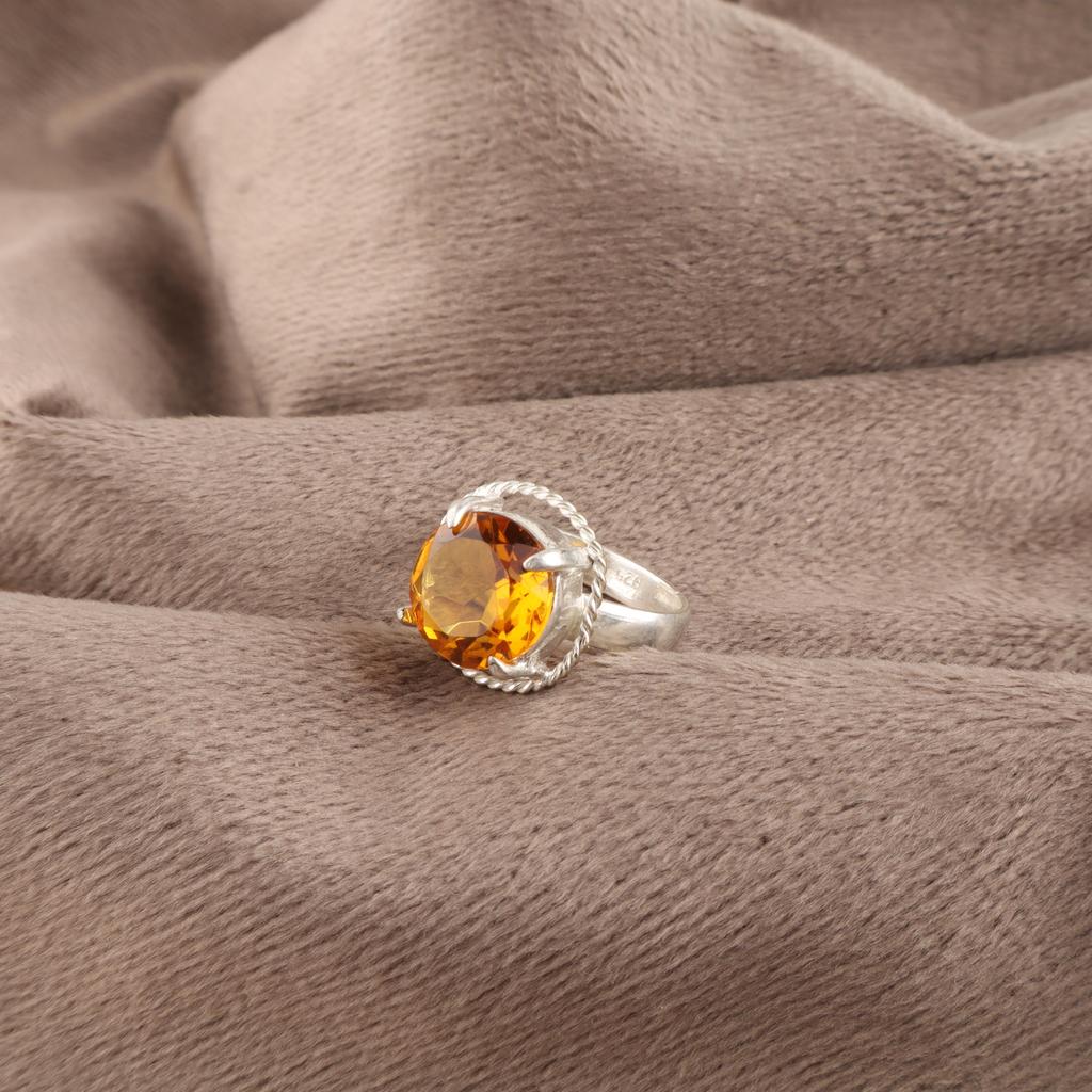 Gioielli con Pietra di Citrino, Anello Curativo in Argento Sterling Massiccio 925, Splendido Anello in Argento Fatto a Mano, Regalo per Lei