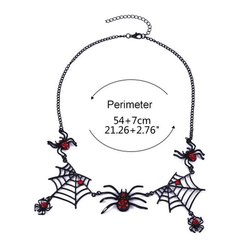 Vintage Gothic Spider Necklace Halloween Spider Net Pendant Necklace Punk Style Reptile Animal Jewelry for Women Girl