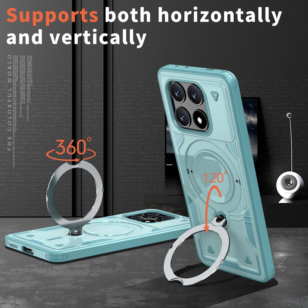 For Xiaomi Poco X6 Pro 5G/Redmi K70E 5G Case Compatible with MagSafe Military Protection PC+TPU Kickstand Phone Cover