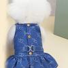 Navy Blue Spring/Summer Cute Ladylike Heart & Paw Print Pattern Summer New Light and Breathable Retractable Pet Dog Dress, in Europe and America