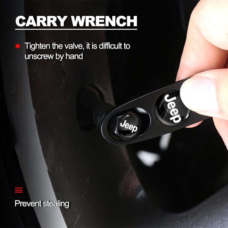 Car Badge Keychain Keyring with Tire Valve Cap Car Accessories for Jeep Compass Accessory Renegade Wrangler Gladiator Cherokee JL JK