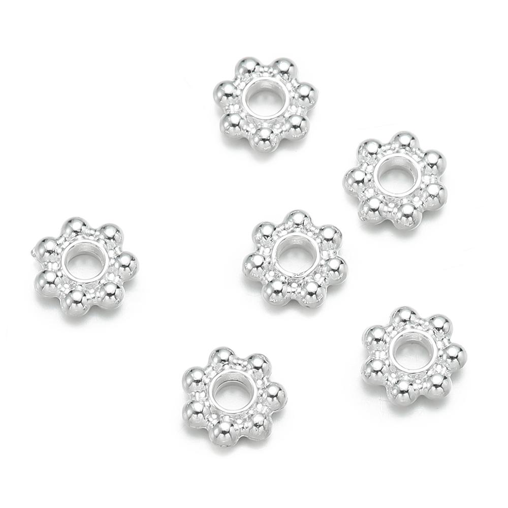 100/200 Stück 6 mm Legierung Blume Abstandshalter Perlen Gänseblümchen Metall Schmuck Abstandshalter für Armband Halskette Schmuckherstellung Zubehör