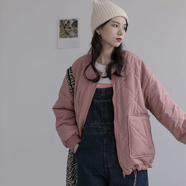 Machine-Washable Women's Lightweight Cargo Cotton-Padded Coat Winter Loose Student Short Padded Jacket